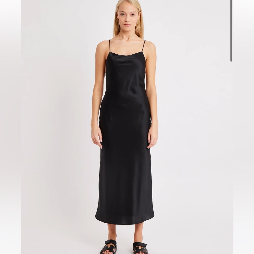 BOA SATIN TIE BACK MIDI DRESS - SIZE MEDIUM
